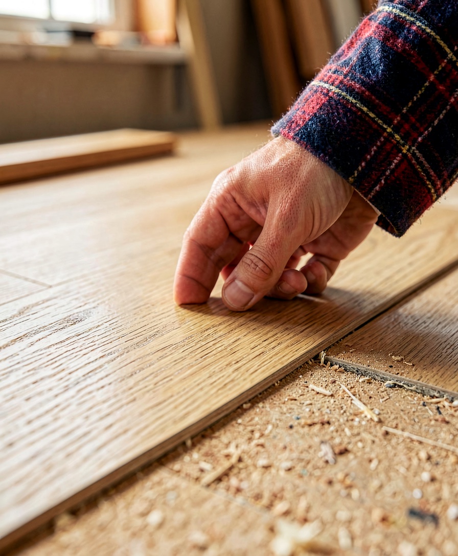 Luxury Vinyl Plank sample photographed in studio light