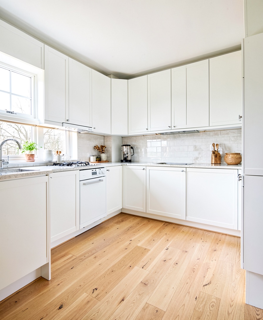 Brighton Coastal Kitchen, Engineered oak · whitewashed